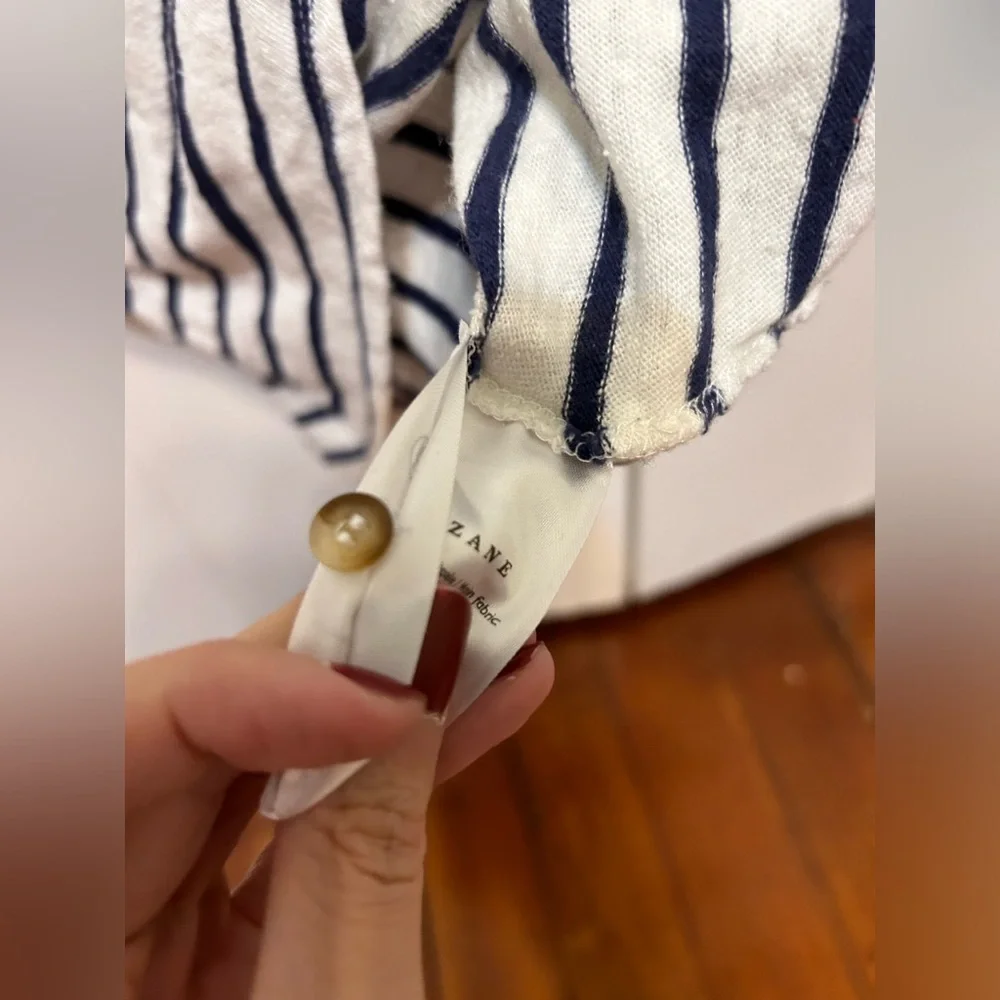 Sezane Milo T-Shirt in Ecru/Navy Striped, Size S - Picture 10 of 11